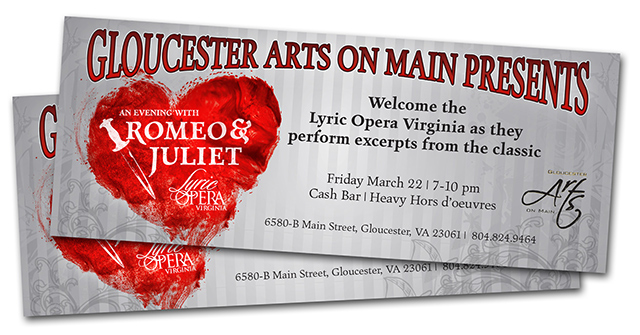 Romeo and Juliet Event Ticket Designs